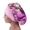 Medium Fashion Women Satin Night Sleep Cap Hair Bonnet Hat Silk Head Cover Wide Elastic Band Shower Cap for Christmas Gifts