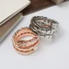 BUIGARI TOP kwaliteit ring luxe sieraden dames diamanten 18K verguld ontwerper officiële reproducties hoogste teller kwaliteit paar ringen groothandel