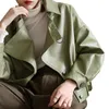 Pelle sintetica da donna FTLZZ Primavera Autunno Verde Giacche Casual Donna Corta Vintage Allentato Pu Donna Nero Rosso Cappotti 220919