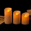 Pack of 3 Remote Control Moving Wick LED Flameless Candles , Flickering Battery Operated Pillar With Realistic Flame 211222