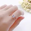 Nova moda requintado rosa cor de ouro três peças anéis de dedo de cristal conjunto para mulheres zircão preenchido festa de casamento jóias anel 20208775601