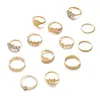 S1874 Fashion Jewelry Knuckle Ring Set Vintage Geometric Leave Rings Midi Rings Sets 13pcs/set