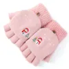 Lyxkvinnor's faux ullhandskar som stickar söta varma fingerlösa handskar förtjockar kvinnor vinter utomhus jul snögubbe