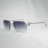 Lüks tasarımcı yüksek kaliteli güneş gözlüğü% 20 indirim vintage rimless kare erkekler oculos kesme lens şekil gölge metal çerçeve gafas okumak için temiz
