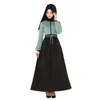 WEPBEL 패션 여성 이슬람 ABAYA 패치 워크 민족 드레스 아랍 말레이 의류 슬림 맞춤 긴 소매 높은 허리 가운 기모노