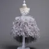 2019 Flower Girls Dress Tulle Ball Wedding Beads Perline di pizzo Tiered Pageant Summer Princess Abiti da festa Abiti da ballo