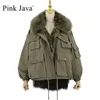 Rosa Java QC20116 Kvinnor Fur Coat Vinter Tjock Jacka Real Fashion Jackets Collar 211220