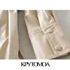 KPytomoa Women Fashion Pu Faux Leather with Belt Jack -kappa Vintage Långärmad sidovental Ventiler Kvinnliga ytterkläder Chic Topps 201214