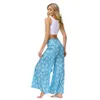 Femmes large jambe Palazzo pantalon été ample décontracté plage Boho imprimé fleuri bohème ceinturé pantalon pantalon