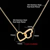 Hängsmycke Halsband Double Heart Pendants För Kvinnor Kärlek Smycken Gåvor Rostfritt Stål Länk Kedja Bijoux Femme Collier Choker