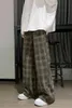 M￤ns vintage Plaid Corduroy Pants Winter Male Velvet Straight All Match Unisex Casual Streetwear Loose Sweatpants 0124