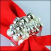 Napkin Rings Table Decoration & Accessories Kitchen, Dining Bar Home Garden Sier Pearl With Square Acrylic Ring Holder 4 Pcs Qn20122501 Drop