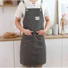 Agrandi Poche Toile Café Pinafore Cuisson Cuisson Nettoyage Travail Bavoir Imperméable À L'huile Femmes Hommes Tablier De Cuisine 447 211222