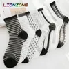 Lionzone 10pairslot en dentelle transparente Crystal Women chaussettes de style différent confort