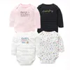 4 stks / partij lente herfst baby rompertjes 100% katoen pasgeboren babykleding voor 0-2y meisjes jongens lange mouw jumpsuit baby kleding set LJ201023