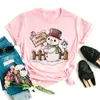 Buon Natale Plaid Tree Stampato Maglietta da donna Grafica di moda Top da donna Kawaii Tee Ladies Xmas T-shirt Harajuku Camicia nera 220304