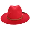 Jesień Zima Sun Hat Kobiety Mężczyźni Fedora Klasyczne Szerokie Brim Feld Floppy Cloche Cap Chapeau Imitacja Wełny L XL 211227