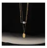 Titanium With 14K Gold Layered Chain Real Pearl Necklace Women Jewelry Designer T Show Runway Gown Rare INS Japan Korean Q0531