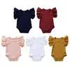 Pelele con volantes para niñas pequeñas y bebés recién nacidos, mono de Color sólido, ropa para bebés, trajes G1221