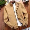Mens Jacket Autumn Casual Stand Collar Coat Men Khaki Zipper Slim Cotton Windbreaker S Fashion Outwear S 201104