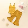 Baby Clothes Kids Clothing Sets Girls Summer Solid Color Article Pit Rompers Flare Pants Suits Child Sleeveless Sling Jumpsuit Sui4793453