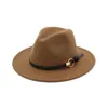 Nieuwe 19 kleuren ins unisex Fedora hoed voor gentleman meisjes wollen bruin jazz kerk band brede platte rand jazz hoeden Panama caps