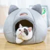 Składany i wymienny kot łóżko samodzielne ocieplenie dla kryty Cat Dog House z materacem Puppy Cage Lounger Grey Ropa Para Perro Drop 201111