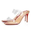 21s Woman Summer Sandals Red Soles Heels Brand Red-Bottoms Shoes Just-nothing Style Leather And PVC Straps Sexy Lady Wedding Party Dress Shoes with box