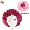 New Silk Night Cap Hat Double side wear Women Head Cover Sleep Cap Satin Bonnet for Beautiful Hair GD741