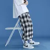 Harajuku Plaid Hosen männer Bequeme Lose Streetwear Jogger Koreanische Casual Alle-spiel Trendy Flanell Breite Hosen 220311