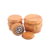 Wood Tobacco crusher Herb Grinder 4 piece 40m 50mm 55mm 63mm Smoking Set pollen press catcher drum-shape metal