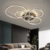 Goud Wit Moderne LED Kroonluchter Lichten voor Living Study Room Dimbare Indoor Lampen Parlour Foyer Luminaire