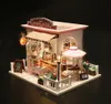 Casa delle bambole fai-da-te Casa delle bambole in miniatura con mobili Casa in legno Miniaturas Giocattoli per bambini Regalo di Natale di Capodanno LJ200909