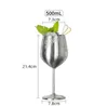 50pcs 304 스테인레스 스틸 레드 와인 유리 실버 로즈 골드 Goblets 주스 음료 샴페인 Goblet 파티 Barware 500ml