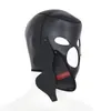 Fetisch BDSM Slave Hood Rubber BLOGABLE BJUNDA MASK Öppningsbar huvudbonad Hood Sex Toy för män Kvinnor Gay1627937