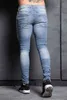 Hirigin Skinny Jeans Uomo 2018 Strappato a righe Slim Matita Denim Patns Jeans uomo Homme Moda Streatwear Plus Size Punk 5 Stile G0104