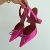 Sandales de créateurs Amina Muaddai Chaussures habillées Luxe Satin Bow Strass Boucle Décoration Sangle arrière Femme Designer Chaussure 10cm Sandale à talons hauts 35-42 avec boîte