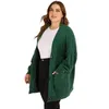 Nouvelle arrivée automne hiver femmes pull Cardigan grande taille vert armée à manches longues bouton unique col en v tricoté poche manteau chaud Plus haut