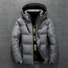 Inverno quente homem jaqueta casaco casual outono stand colar soprador grosso chapéu de pato branco parka masculino masculino para baixo jaqueta com capuz 201127