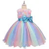 Vestidos de arco de flor unicórnio Páscoa Princesa Dress Kids Girls Childs Children Birthday Birthday Skirt 20220225 H1