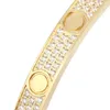 Bracciale in argento dorato Designer Donna Uomo Bracciale Tre file Diamante Pietra Gioielli di lusso Bracciale di design regalo di fidanzamento in acciaio inossidabile di alta qualità