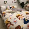 Boys Girls Bedding Set Fashion Flat Sheets Adult Children Bed Linen Duvet Quilt Cover Pillowcase Cute Cartoon Bear Bedding CX220315