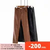 Toppies Kış Polar PU Deri Pantolon Kadınlar Yüksek Bel Düz Pantolon Katı Renk Eklenmiş Pantolon Streetwear 201119