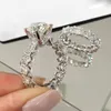 Katı 925 Sterling Gümüş Alyans Gelin 2 adet için Set Kadın Nişan Yıldönümü Hediyesi Bütün Jewelry5860877