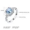 Real S925 Стерлинговые серебряные кольца для женщин Blue Topaz Кольцо Gemstone Aquamarine Cuushion Романтический Подарочный Обручальные Изделия