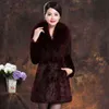 fashion solid color winter women's fur coat Women's mid-length Imitation 211220