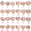 Auténticos 925 Granos de plata Pulseras Oro rosa Magnolia Clip Corazón Encanto Diapositiva Grano Encantos Se adapta al estilo europeo de Pandora Pulseras de joyería Murano