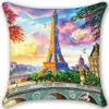 5D Partielle Ronde Foret DIY Diamant Peinture Paysage Tour Eiffel Housse de Coussin Taie d'oreiller Décor Chambre Art Mosaïque Point De Croix 201112