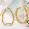 Bracelet de luxe avec épingle glacée, lettre maman, trombone pour femmes, 3 pièces en Zircon doré scintillant, chaîne exquise, bijoux cadeaux, nouvelle tendance 2022