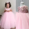 Vraie Image Puffy Bébé Fille Robe pour Anniversaire Applique Enfants Vêtements Enfants Robe De Fête Fille De Fleur avec Arc